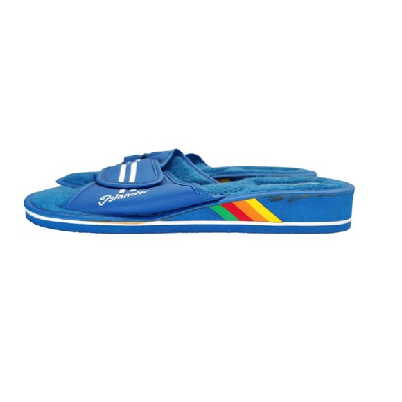 Vintage 80s Terry Lined Slides Size 8 Blue Rainbow Detail Islander - Picture 6 of 10